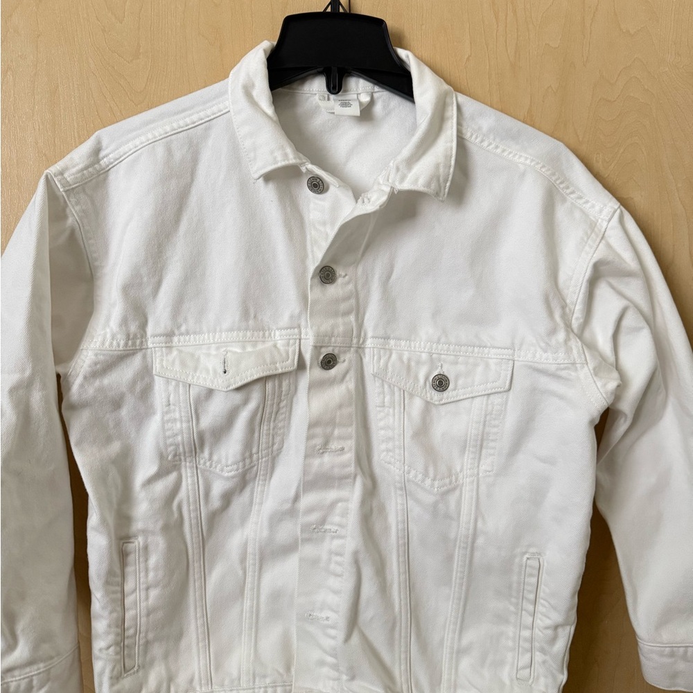 H&M White Jean Jacket Classic Denim Style